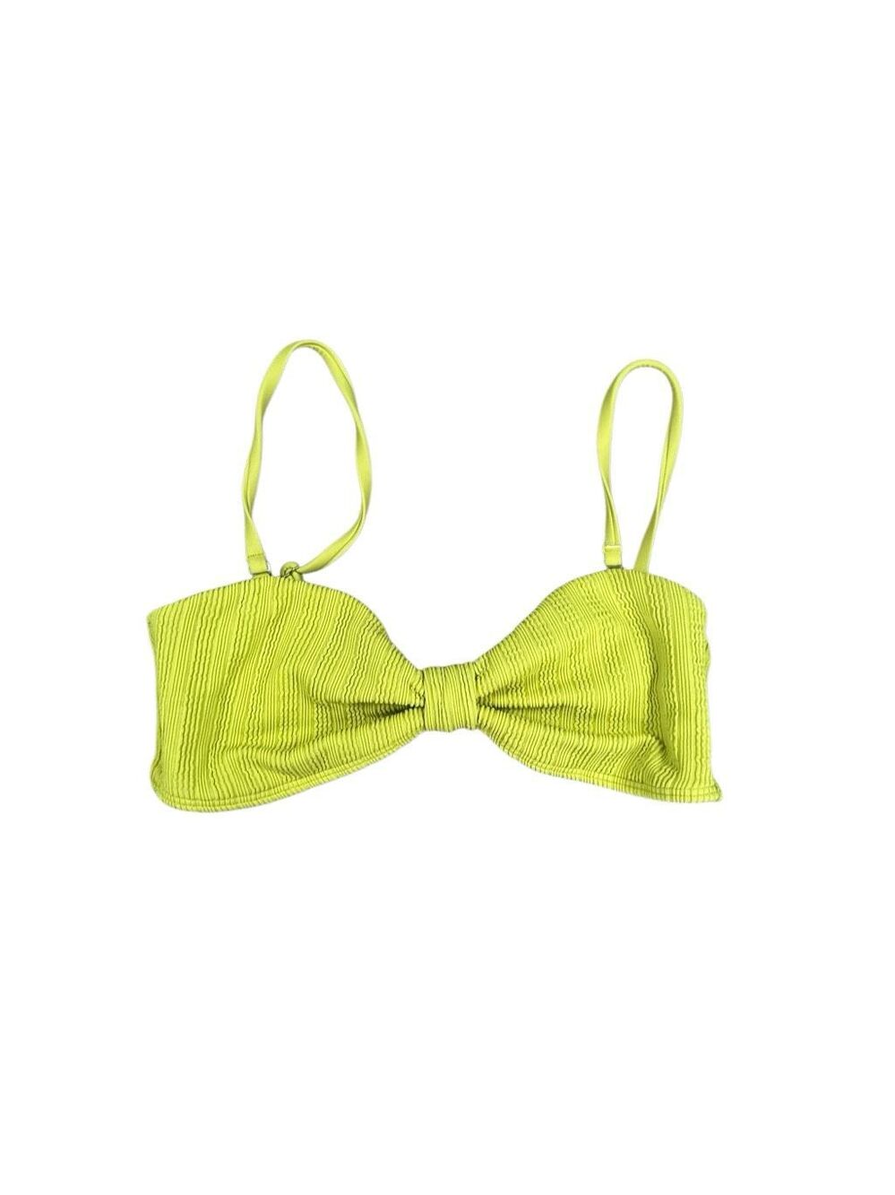 abercrombie & fitch lime green bikini swim top bandeau strapless textured S